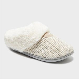 NWT Dluxe by Dearfoams Carol Scuff Oatmeal Slippers size L 9-10 GREAT GIFT!
